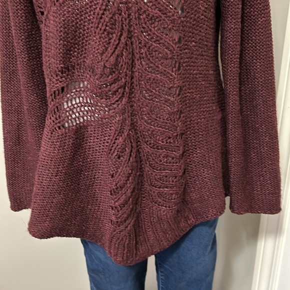 Anthropologie MOTH Italian Made Turtleneck Sweater Wool Alpaca  Burgundy Sz L - Picture 4 of 12